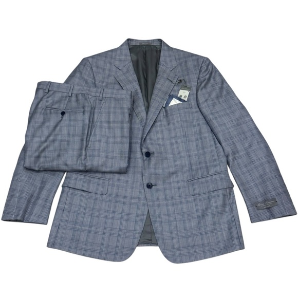 Daniel Cremieux Loro Piana 42R 36W Loro Piana Wool & Silk Blue Check Suit NWT - Picture 1 of 16